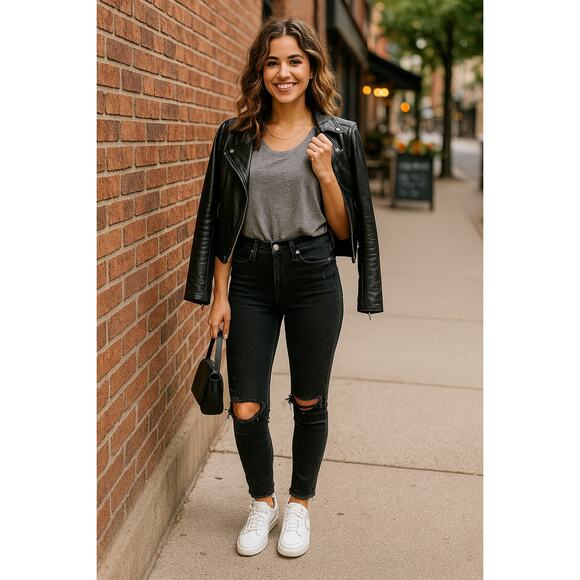 Abercrombie & Fitch Super Skinny Mid Rise Black Jeans 8/29 Ripped Knee Raw Hem - Picture 2 of 16